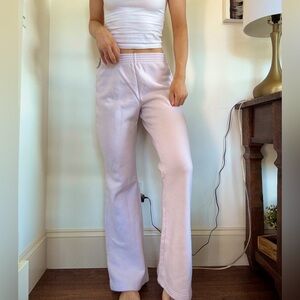 light pink tna cozy fleece perfect wide leg sweatpants (m)